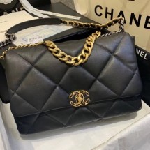 Knockoff High Quality chanel 19 large flap bag AS1162 black JK3594Lg12