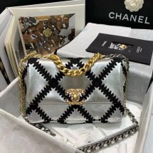 Luxury chanel 19 flap bag AS1160 Silver & Black JK3184QT69