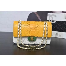 Luxury Chanel 2.55 Series Flap Bags Yellow&White&Green Original Python Leather A1112SA Gold JK375kp43