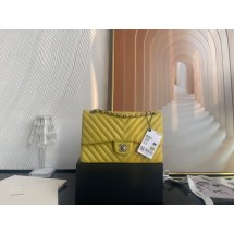 Luxury Chanel classic handbag Lambskin & silver Metal V01112 yellow JK2591Lv15