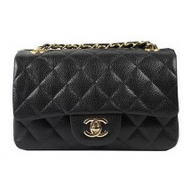 Luxury Chanel Classic MINI Flap Bag Black Cannage Pattern CF1119 Gold JK960Lv15