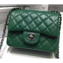 Luxury Chanel Classic MINI Flap Bag Litchi Leather A6874 Green JK347Px24