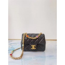 Luxury Chanel flap bag Lambskin Resin & Gold-Tone Metal AS2379 Black JK3549QT69