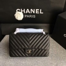 Luxury Chanel Flap Shoulder Bags Black Original Sheepskin CF1112 Silver JK5876Lv15