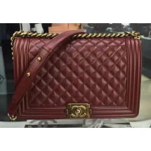 Replica AAA Boy Chanel Flap Bags Original Wine Cannage Pattern A67088 Gold JK46of41