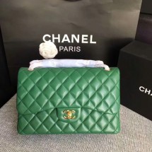 Replica Best Quality Chanel Flap Shoulder Bags Green Original Lambskin Leather CF1113 Glod JK5753Rf83