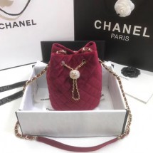 Replica Best Quality Chanel velvet Drawstring bag AS1894 Burgundy JK3928Rf83