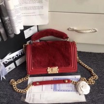 Replica BOY CHANEL Flap Bag with Handle Orylag Calfskin & Gold-Tone Metal A94804 red JK4946ls37