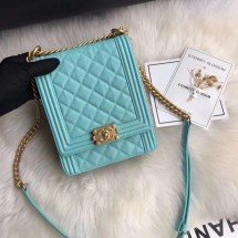 Replica Boy chanel handbag Grained Calfskin & Gold-Tone Metal AS0130 Light Blue JK4876Ye83