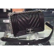 Replica Boy Chanel mini Flap Bag Original Chevron Nubuck Leather A5707 Black JK326SV68