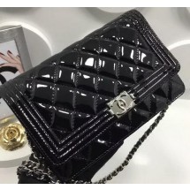 Replica Boy Chanel WOC mini Flap Bags Patent Leather A33815 Black JK132Ac56