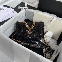 Replica Chanel 19 Chain Wallet WOC AP0957 black JK3854BB13