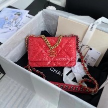 Replica Chanel 19 Chain Wallet WOC AP0957 red JK3853hD86