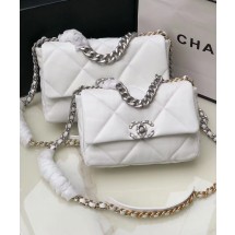 Replica Chanel 19 flap bag AS1160 AS1161 AS1162 White Silver Hardware JK2614Xe44