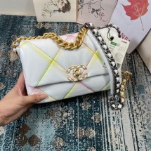 Replica Chanel 19 flap bag AS1160 White&Rainbow line JK2442aG44