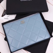 Replica CHANEL 19 Sheepskin Original Leather Carry on bag AP0952 light blue JK3987rH96