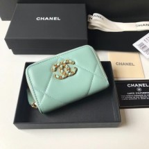 Replica Chanel 19 Zip Card bag AP0949 light blue JK1139Hd81