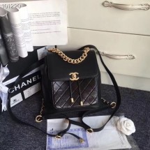 Replica Chanel backpack Grained Calfskin Calfskin & Gold-Tone Metal A57570 black JK4874YP94