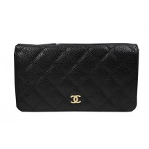 Replica Chanel Bi-Fold Wallet Black Original Cannage Pattern A31509 Gold JK1492hD86