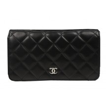 Replica Chanel Bi-Fold Wallet Black Original Sheepskin A31509 Silver JK1490ls37