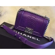 Replica Chanel Boy Flap Shoulder Bag Python Leather A66094 Violet JK614TN94