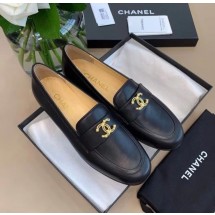 Replica Chanel Calfskin Leather Shoes CH2740 Black Shoes JK104zR45