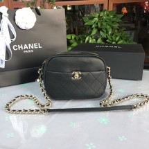 Replica Chanel camera case Lambskin & Gold-Tone Metal AS0137 black JK4814it96