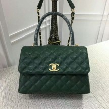 Replica Chanel Caviar Leather Top Handle Bag 92991 Green JK5826iF91