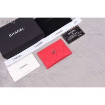 Replica Chanel classic card holder Grained Calfskin & Gold-Tone Metal A31510 red JK1356Fi42