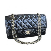 Replica Chanel Classic Flap Bag Black Patent Leather CHA1113 Gold JK1014ui32