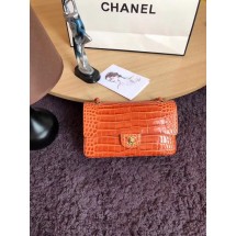 Replica Chanel Classic Flap Bag Original Alligator & Gold-Tone Metal A01112 orange JK4389nB47