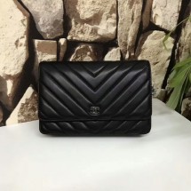 Replica Chanel Classic Flap Bags Black Original Sheepskin Leather 33815 Silver JK5899Xe44