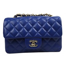 Replica Chanel Classic MINI Flap Bag CF1119 Royal Sheepskin Leather Gold JK906VA65