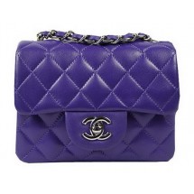 Replica Chanel Classic MINI Flap Bag Violet Original Sheep Leather CF1115 Silver JK947cK54