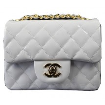 Replica Chanel Classic MINI Flap Bag White Original Patent Leather CF1115 Gold JK953XB19