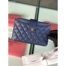 Replica Chanel classic pouch Grained Calfskin & Gold-Tone Metal A81902 blue JK4868KG80