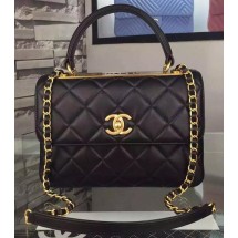 Replica Chanel Classic Top Flap Bag Black Original Leather A98079 Gold JK249TN94