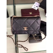 Replica Chanel flap bag Lambskin & Gold-Tone Metal 3798 black JK4595Hd81