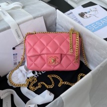 Replica Chanel Flap Lambskin mini Shoulder Bag AS3113 pink JK2560ij65