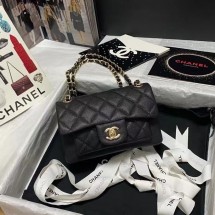 Replica Chanel Flap Shoulder Bag Grained Calfskin AS9960 black JK3075BJ25