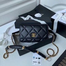 Replica Chanel Flap Shoulder Bag mini Original leather AS2755 black JK3138Kg43