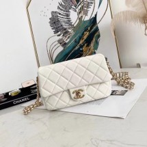 Replica Chanel Flap Shoulder Bag Original leather AS2528 white JK3223Ac56