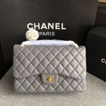 Replica Chanel Flap Shoulder Bags Grey Original Lambskin Leather CF1113 Glod JK5732HB48