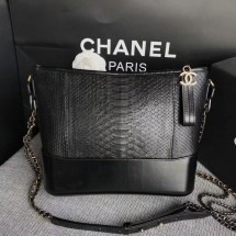 Replica Chanel Gabrielle Shoulder Bag Original Python Leather A93842 Black JK5413Ac56