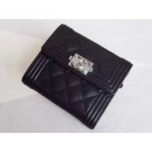 Replica Chanel Matelasse Bi-Fold Wallet Black Cannage Patterns A48980 Silver JK1450Yn66