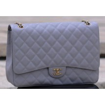 Replica Chanel Maxi Quilted Classic Flap Bag Grey Cannage Pattern A58601 Gold JK541VA65