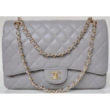 Replica Chanel Maxi Quilted Classic Flap Bag Grey Cannage Patterns A58601 Gold JK690Ye83