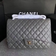 Replica Chanel Maxi Quilted Classic Flap Bag Grey Sheepskin Leather A58601 Gold JK5484nB47