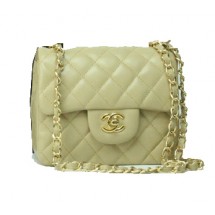 Replica Chanel mini Classic Flap Bag Apricot Leather 1115 Gold Chain JK1090Jw87