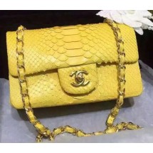 Replica Chanel mini Classic Flap Bag Original Snake Leather A1116 Yellow JK409Hd81